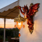 Fire Dragon Wall Sconce Night Light – Fantasy Room Decor with Warm Orange-Red Gradient Flame Scales & Dragon Claw, Fairy Light for Bedroom, Hotel & Restaurant