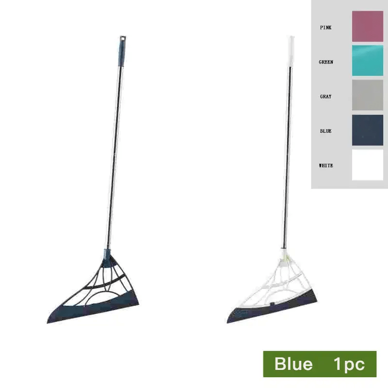 45-Inch Extra-Long Broom with Rubber Sweep & Unflagged Bristles – Stainless Steel Handle Floor Broom for Pet Hair & Debris, Hard Floors, Home & Office Sweeping
