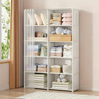 Multi-Purpose Storage Rack Single Double Row Dustproof Bookcase – Easy Install 15.75/31.5 Inch Clothing Storage Cabinet for Office, Classroom, Living Room, Bedroom & Dorm