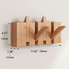 Wall-Mounted Coat Rack Natural Wood – Accordion Hook Rack for Entryway, 4/6/8/10 Hooks, Walnut & Beech Finish, Space-Saving Coat Hanger for Bedroom, Bathroom, Hallway