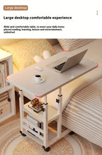 Rolling Laptop Desk Movable Adjustable Height 360 Degree Rotating Wheels Bedside Computer Desk for Bedroom Living Room Dormitory Multifunctional Student Writing Desk Multiple Colors