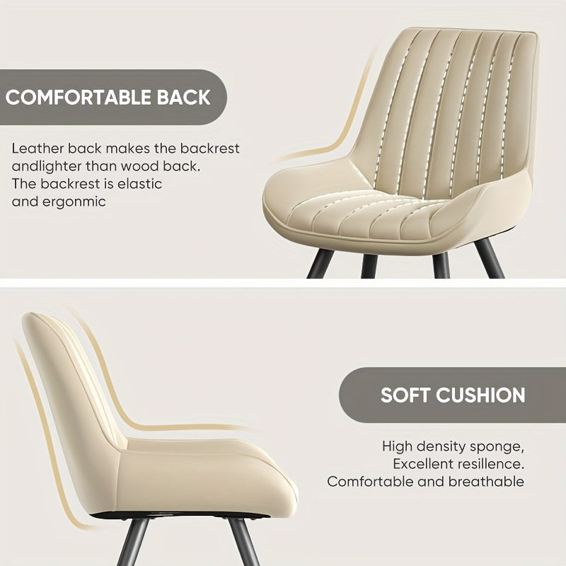 Modern Upholstered Dining Chairs Set of 2 or 4 – Thick Cushion Fabric Side Chairs with Metal Legs | Kitchen, Dining Room, Office & Bar