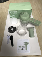 Mini Electric Food Chopper, 1-Cup USB & Battery Rechargeable Portable Garlic & Onion Slicer with Cleaning Brush — Compact Kitchen Gadget for Garlic, Onions, Celery & More, White & Green