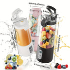 Portable Blender USB-C Rechargeable 6-Blade Stainless Steel – Ice Crush Smoothie Maker with Digital Timer, Battery Display & No-Spill Lid for Gym, Travel & Protein Shakes, Pink or White
