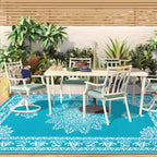 Outdoor Patio Rug Plastic Straw Reversible UV Resistant Portable RV Mat Indoor Outdoor Carpet Porch Deck Balcony Backyard Orange Teal Grey Brown 5x8 6x9 8x10 9x12 ft