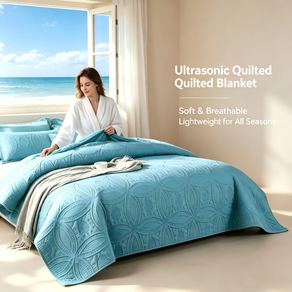 Lightweight Embossed Blanket Set with Pillowcases – Ultra Soft Textured Bed Blanket Twin Queen King, Breathable All Season Blanket for Bedroom Sofa Couch