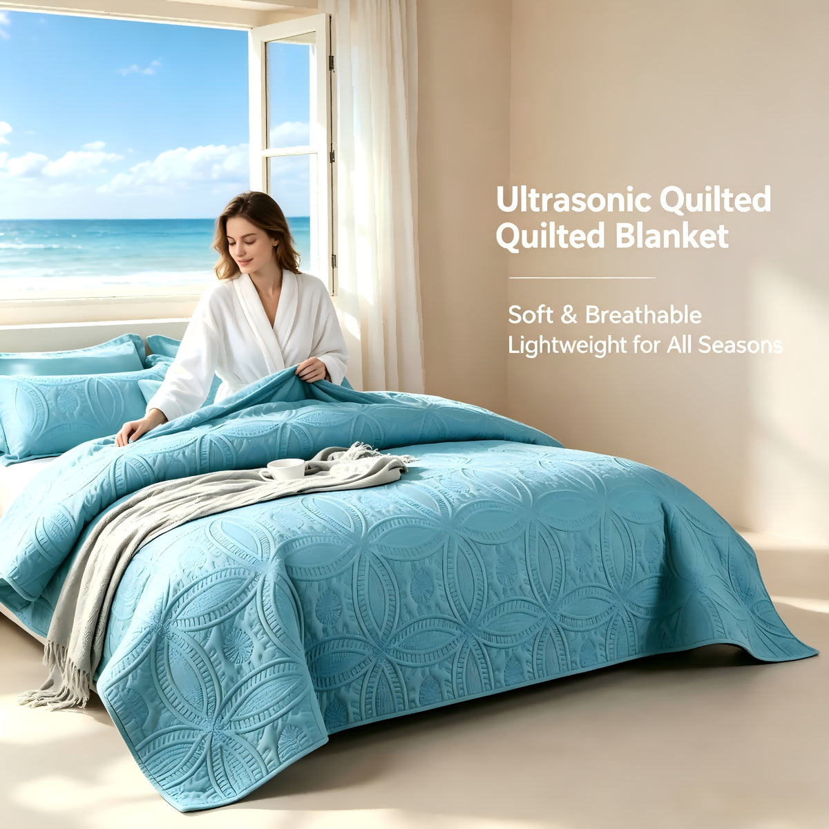 Lightweight Embossed Blanket Set with Pillowcases – Ultra Soft Textured Bed Blanket Twin Queen King, Breathable All Season Blanket for Bedroom Sofa Couch
