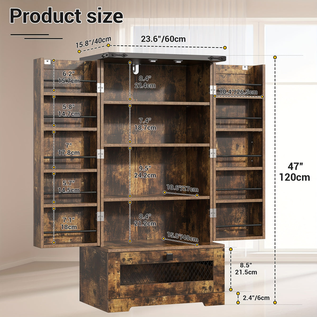 47 Inch Kitchen Pantry Storage Cabinet with Drawer – Multifunctional Buffet Cupboard Sideboard with Adjustable Shelves | Multiple Styles & Colors