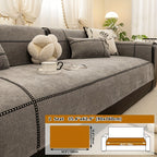 Chenille Sofa Seat Cover Non-Slip Pet Friendly Machine Washable All Season - Sofa Cushion Cover with Lace Belt for 1 2 3 4 Seater Armrest Backrest 3 Colors