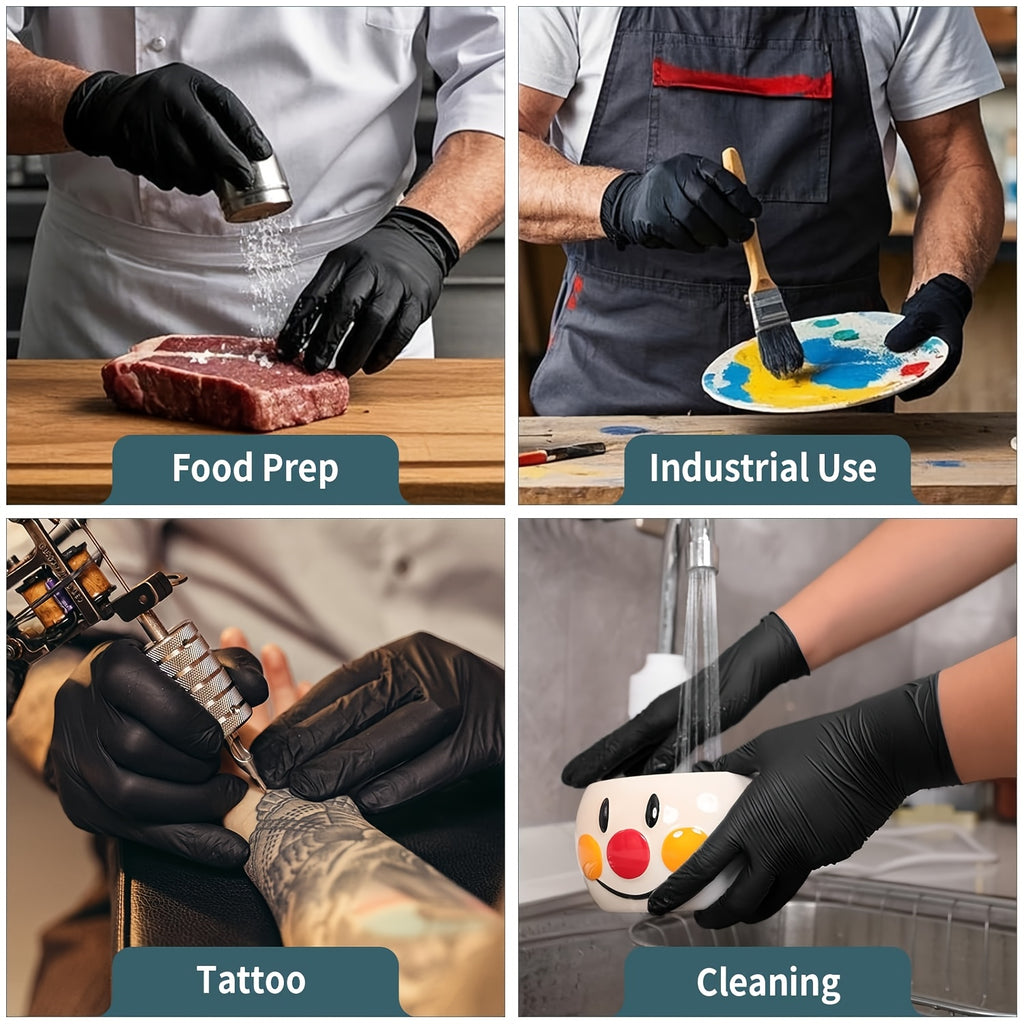 4.5Mil Black Disposable Nitrile Gloves 200-Count – Powder-Free, Latex-Free, Textured Fingertips for Mechanics, Cleaning, Cooking, Beauty & Car Washing | S, M, L, XL