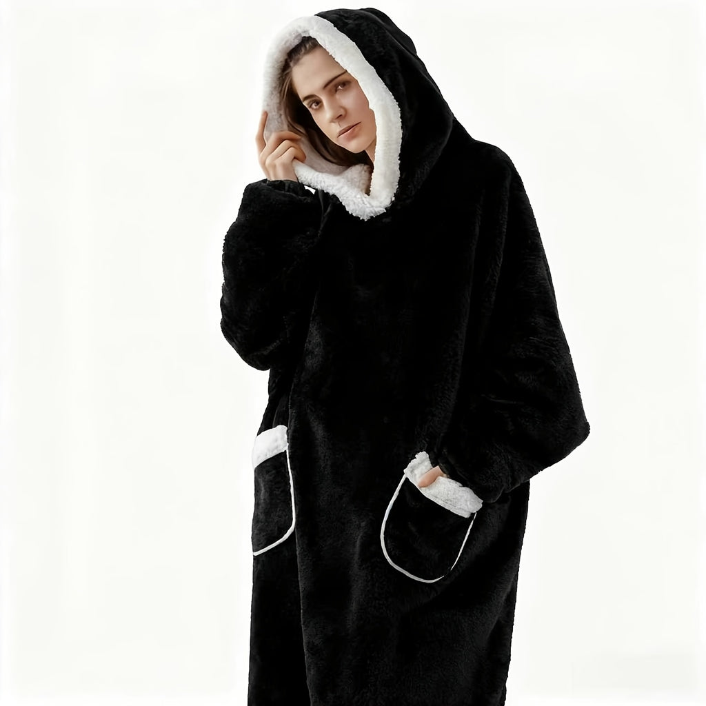 Wearable Blanket Hoodie Oversized Flannel with Pockets Super Soft Warm Cozy Sweatshirt Blanket for Women Men Adult Winter Extra Long Multiple Colors