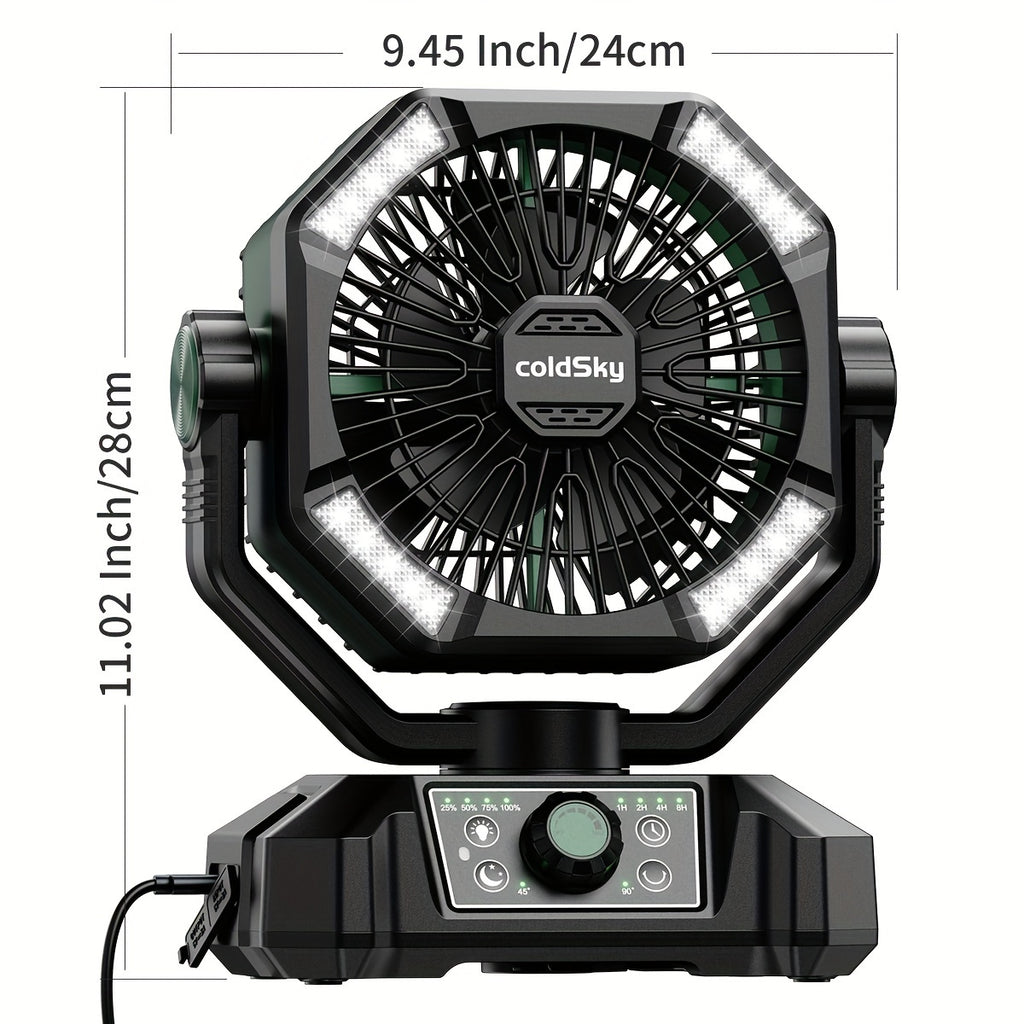 Portable Camping Fan with LED Lights, Dual Motors, 8 Speeds & Remote Control – 20000mAh Rechargeable Tent Fan with Hook for Outdoor Use