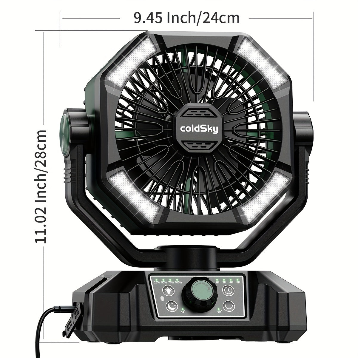 Portable Camping Fan with LED Lights, Dual Motors, 8 Speeds & Remote Control – 20000mAh Rechargeable Tent Fan with Hook for Outdoor Use
