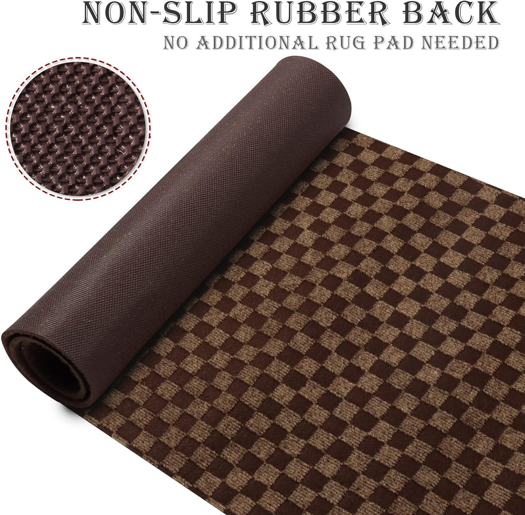 Runner Rug for Hallway Entryway Kitchen – Indoor Outdoor Non-Slip Rubber Backing, 200+ Custom Sizes, 8 Colors, Stain Resistant Low Pile Carpet Runner