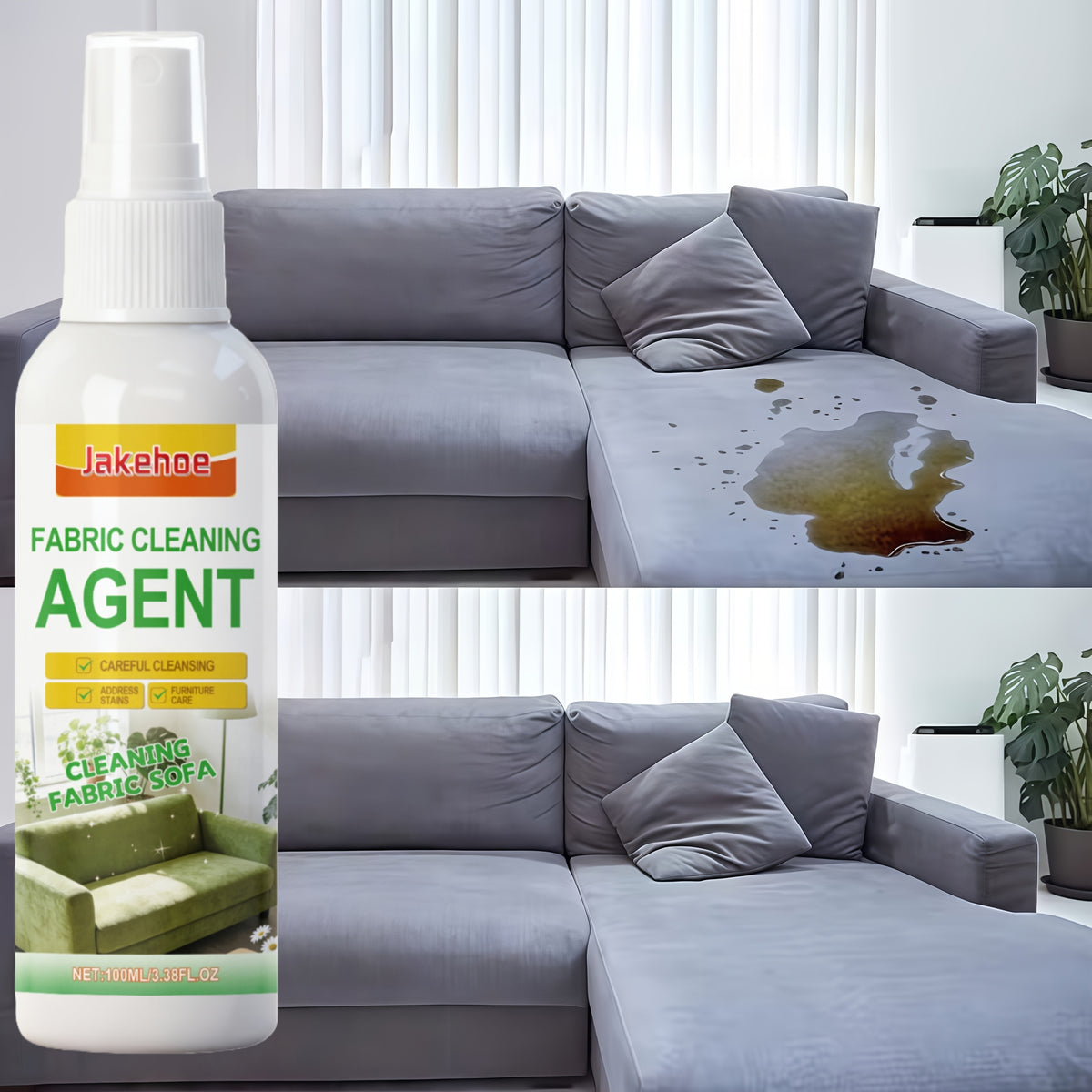 Citric Acid Sofa & Fabric Stain Remover Kit with Sponge & Towel – Quick-Drying Upholstery Cleaner Spray for Sofas, Car Interiors & Furniture | 1-Set or 3-Set Bundle