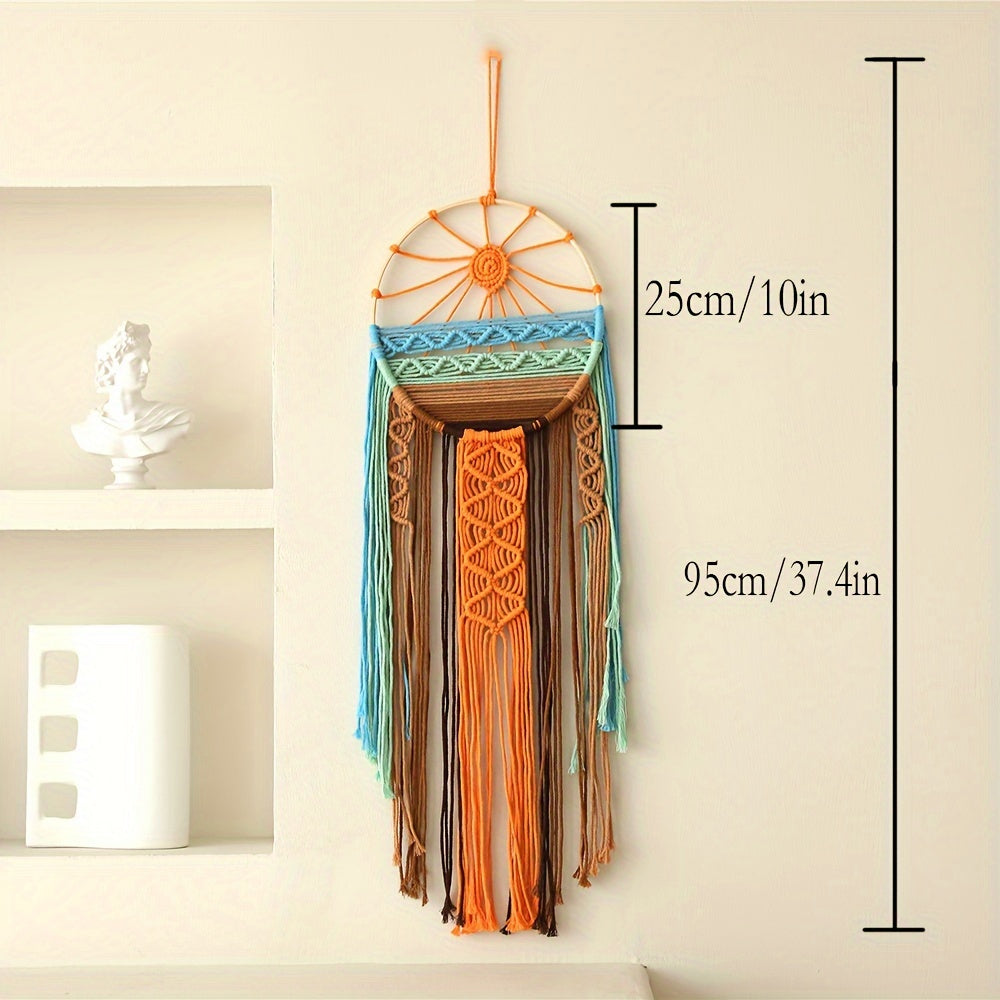 Bohemian Woven Wall Hanging Tapestry Sunrise Sunset Design Boho Wall Decor for Living Room Bedroom Wedding Valentine's Day Thanksgiving Home Decor Woven Tapestry Wall Art Aesthetic Room Decor Gift
