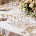 Shot Glasses Wine Glasses Set 6 Pack - 0.5oz Shot & 15oz Small Wine Glasses, Insulated Reusable Golden Rim & Golden Foil Drinkware for Bar Club Restaurant Home Party