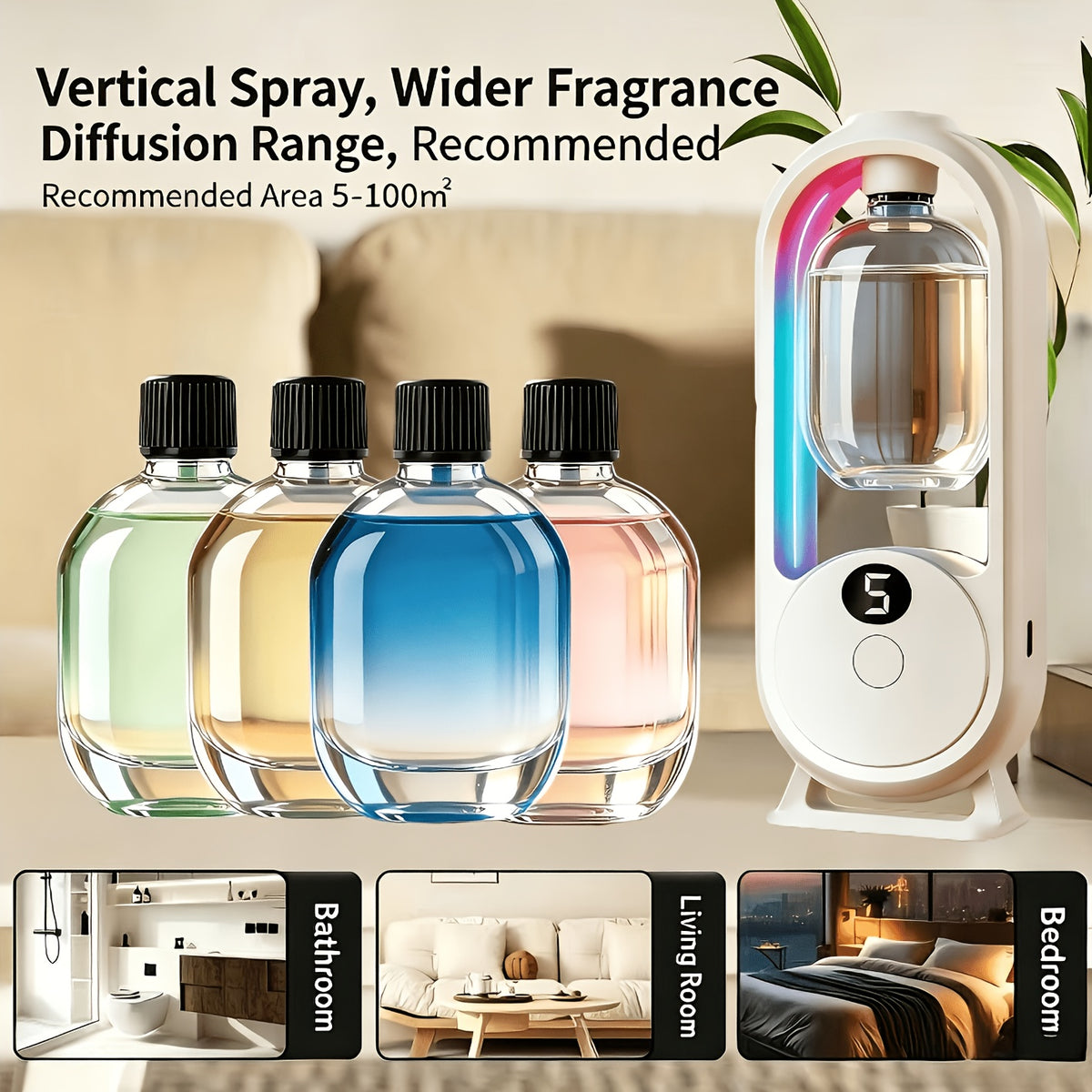 Hotel Spa Aromatherapy Diffuser Large Capacity Humidifier with Essential Oils 5 Settings Bedroom Living Room Yoga Room