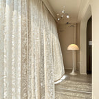 French Tulle Sheer Curtains 2 Panels Cream Hollow Princess Style – Romantic Translucent Rod Pocket Drapes for Living Room Bedroom Balcony Wedding, 5 Sizes