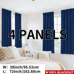 Blackout Curtains Rod Pocket 4-Panel Solid Color Lightweight Matte Drapes | 100% Light Blocking Window Curtains for Bedroom Living Room, 9 Colors 5 Sizes