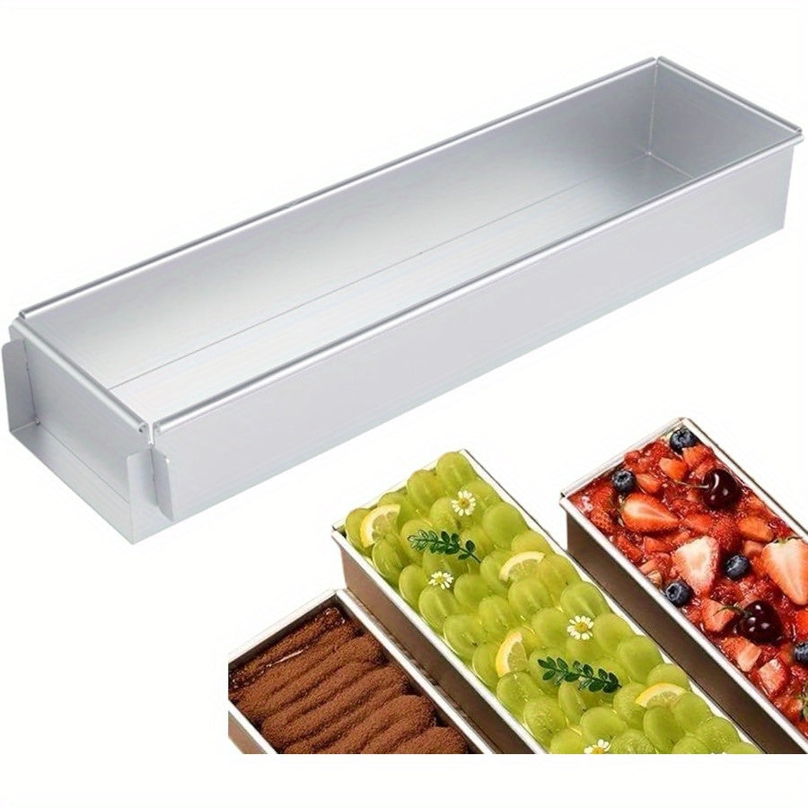 Rectangular Cake Pan Detachable Side Cover Non-Stick Aluminum Alloy – Tiramisu Mold for Cheesecake, Chiffon & Mousse Cake, Reusable Oven-Safe Easy Release Baking Tray Set (1pc or 3pcs)