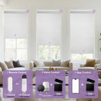 Solar Powered Electric Roller Blind Remote Controlled Blackout Shade | Smart Motorized Window Blind Silver-Back Polyester for Home Office, 20 Width Options, White Grey Black