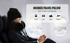 Hooded U-Shaped Travel Neck Pillow with Hood & Light-Blocking Cover – Airplane Nap Pillow for Adults, Home Office Sleep Support, U-Shape Neck Rest