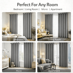 Blackout Curtains 4-Panel Grommet Top 100% Room Darkening Thermal Insulated Drapes | Noise Reducing Light Blocking Window Curtains for Bedroom Living Room, Black Gray Wine Red Dark Green