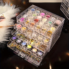 Acrylic Jewelry Storage Box 72/120 Slots Layered Organizer – Large Capacity Display Case for Earrings, Necklaces, Bracelets, Rings & Watches – Clear Stackable Jewelry Organizer Box for Women