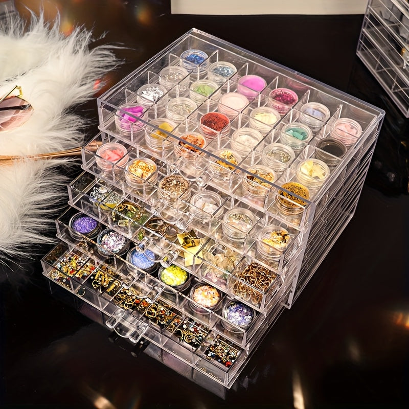 Acrylic Jewelry Storage Box 72/120 Slots Layered Organizer – Large Capacity Display Case for Earrings, Necklaces, Bracelets, Rings & Watches – Clear Stackable Jewelry Organizer Box for Women