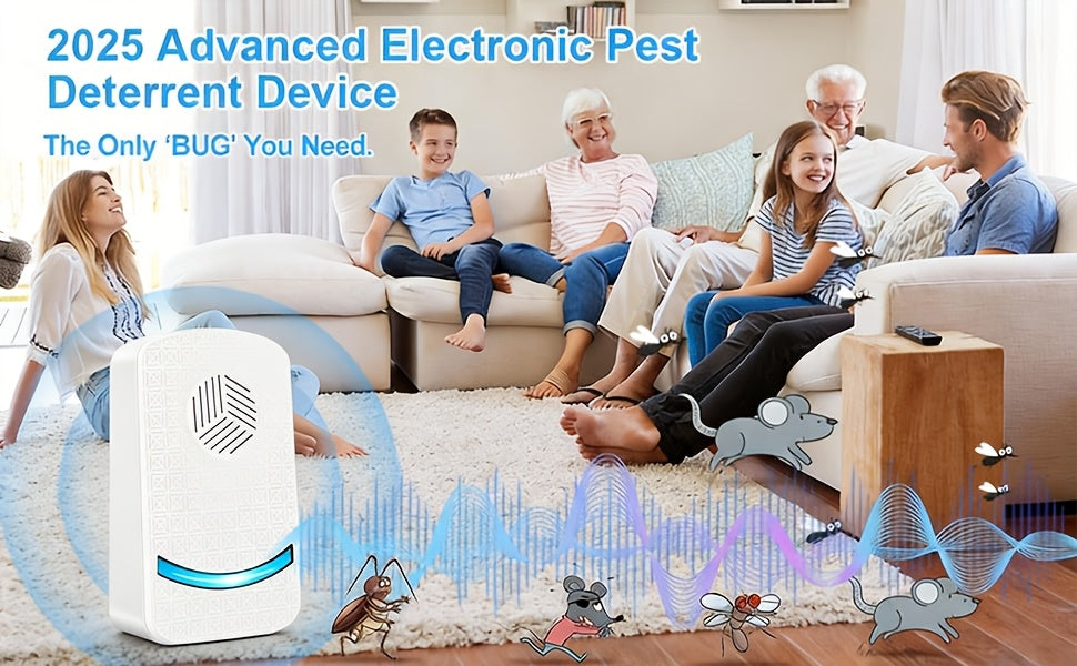Ultrasonic Pest Repeller 8-Pack 2025 Upgraded Plug-In Repellent for Mosquitoes Cockroaches Mice Fleas Ants Rodents Chemical-Free for Home Farm Kitchen Office Restaurant Apartment