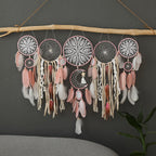 Boho Metal Dreamcatcher Set of 5 with Feathers – Large Multi-Size Wall Hanging Decor for Bedroom in 5 Colors, Spiritual Catcher Gift for Christmas & Graduation
