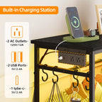 Fabric Dresser with Clothes Rack & Drawer Tower – 4 or 5 Drawers, Sturdy Frame, Optional LED Lighting & USB Charging Station for Bedroom