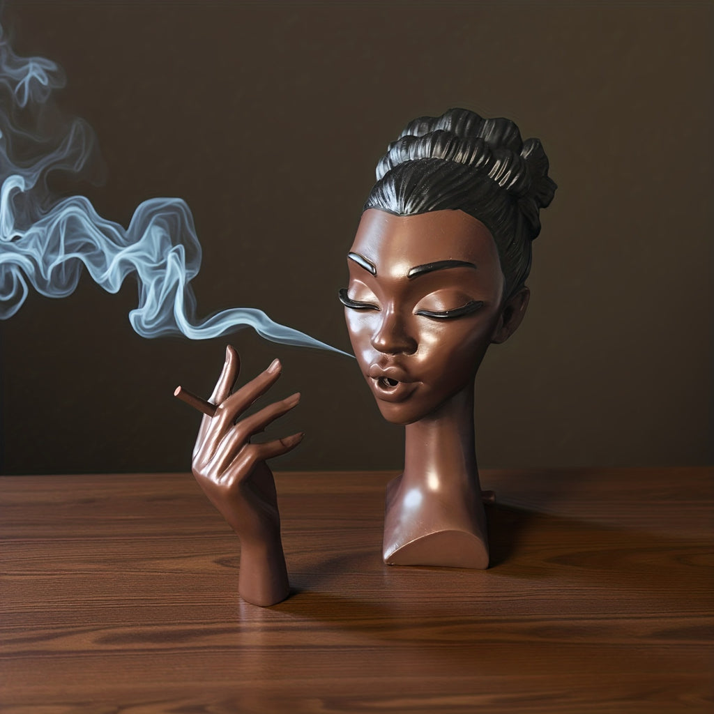 Black Resin Incense Burner Handcrafted Meditation Statue Art Deco Incense Holder Quiet Airflow Flameless Aromatherapy for Home Decor Yoga Room Relaxation Space Stress Relief Sleep Aid Holiday Gift