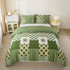 Green Geometric Duvet Cover Set 3 Piece Soft Microfiber with 2 Pillowcases Multiple Sizes Bedroom Decor Comforter Not Included
