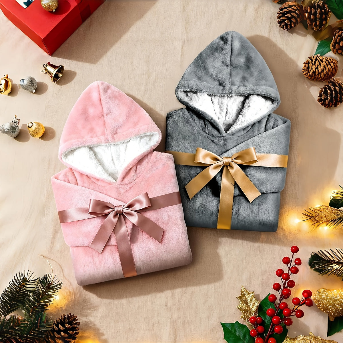 Extra Large Wearable Hooded Blanket with Kangaroo Pocket – Super Soft Double-Sided Suede Oversized Hood Blanket, Machine Washable, Christmas Gift for Adults