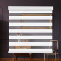 Cordless Zebra Roller Shades with Metal Valance – Dual Layer Day Night Privacy Light Filtering Auto-Stop Window Blinds 18–72” Wide White & Light Grey