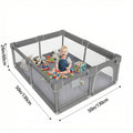 Baby Playpen 50x50 Inch Play Pen for Babies Toddlers Indoor Outdoor Baby Fence Play Yard Breathable Mesh Anti-Fall Safe Activity Center Grey