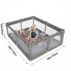 Baby Playpen 50x50 Inch Play Pen for Babies Toddlers Indoor Outdoor Baby Fence Play Yard Breathable Mesh Anti-Fall Safe Activity Center Grey
