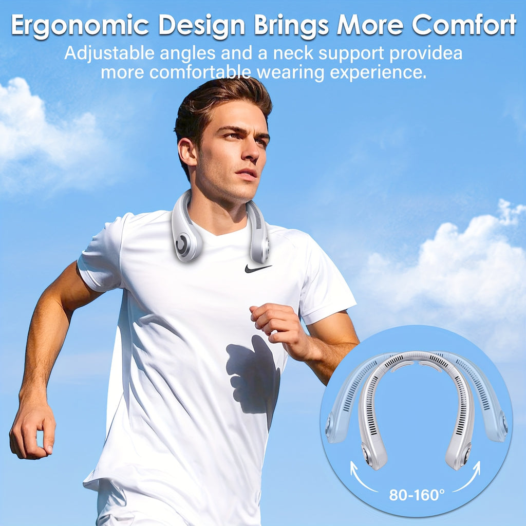 Neck Fan 5-Speed Bladeless Quiet 360 Airflow Rechargeable Personal Cooling Wearable Fan for Hot Flashes Travel Camping Amusement Park Home Office Outdoor Gift for Women Men Dark Blue