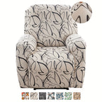 Recliner Slipcover Set of 4 with Side Pocket, Extra Large Jacquard Stretch Furniture Protector Cover, Elastic Band Closure, 92% Polyester All-Season Recliner Chair Cover for Living Room, 10 Patterns