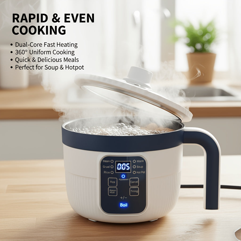 Rice Cooker with Pre-Set Timer & Auto Keep Warm - Non-Stick One-Button Rice Maker with Steaming Rack Option, Easy-to-Use Compact Rice Cooker for Home, Dorm & Family Cooking