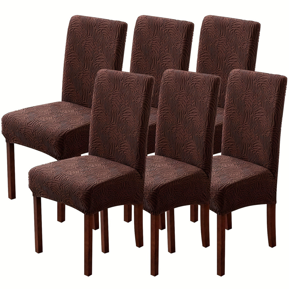 Stretch Jacquard Dining Chair Covers 4/6 Pack – Polar Fleece Slipcovers with Elastic Band, Removable Washable Chair Protector for Dining Room Kitchen Hotel Restaurant Home Decor