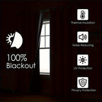 Complete Blackout Curtains 4-Panel Set – Black-Coated Film Thermal Insulated Grommet Top Curtains for Bedroom | Total Light Blocking Window Panels
