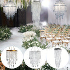 Crystal Chandelier Lampshade Acrylic Beaded Branch Ceiling Pendant Light Fixture for Wedding Party Living Room Home Decor