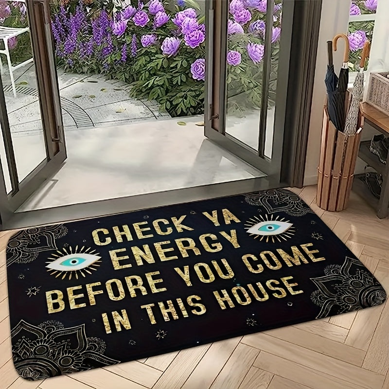 Check Ya Energy Doormat Quick Dry Anti-Slip Funny Welcome Mat for Entryway Indoor Bedroom Rug 2 Sizes
