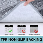 Microfiber Bath Mat Non-Slip Quick Dry Extra Soft Absorbent Bathroom Rug Machine Washable for Tub Shower Floor Home Decor Water Blue Light Grey
