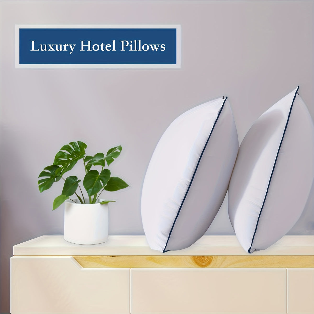 Firm Supportive Sleep Pillows Set 2/4 Pack – Hotel-Grade Cool-Touch, Soft Fiber Fill, Back Stomach Side Sleeper Pillow Standard Queen King