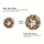 18 Inch Spring Summer Welcome Wreath for Front Door – Artificial Berry & Floral Decor with Welcome Sign, All Season Wall & Window Hanging, Mother's Day & Graduation Gift