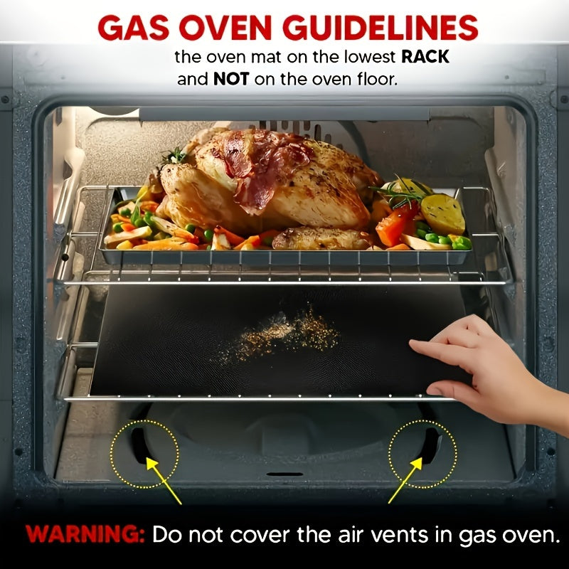 Oven Liners for Bottom of Oven 2pcs + Oil Brush - BPA Free Thick Non-Stick Oven Mats for Electric, Gas, Toaster, Convection & Microwave Ovens, Grills & BBQ
